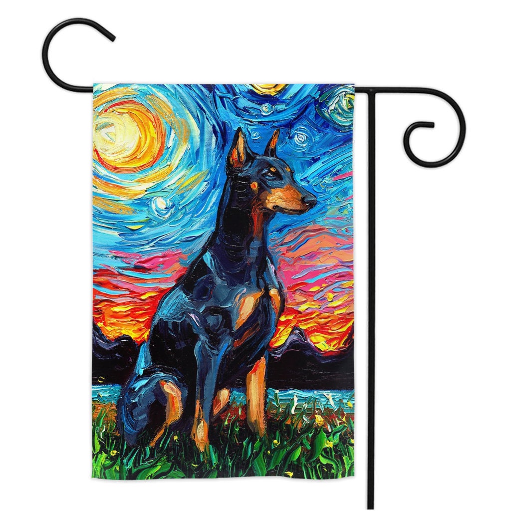 Doberman Starry Night Yard and House Flags