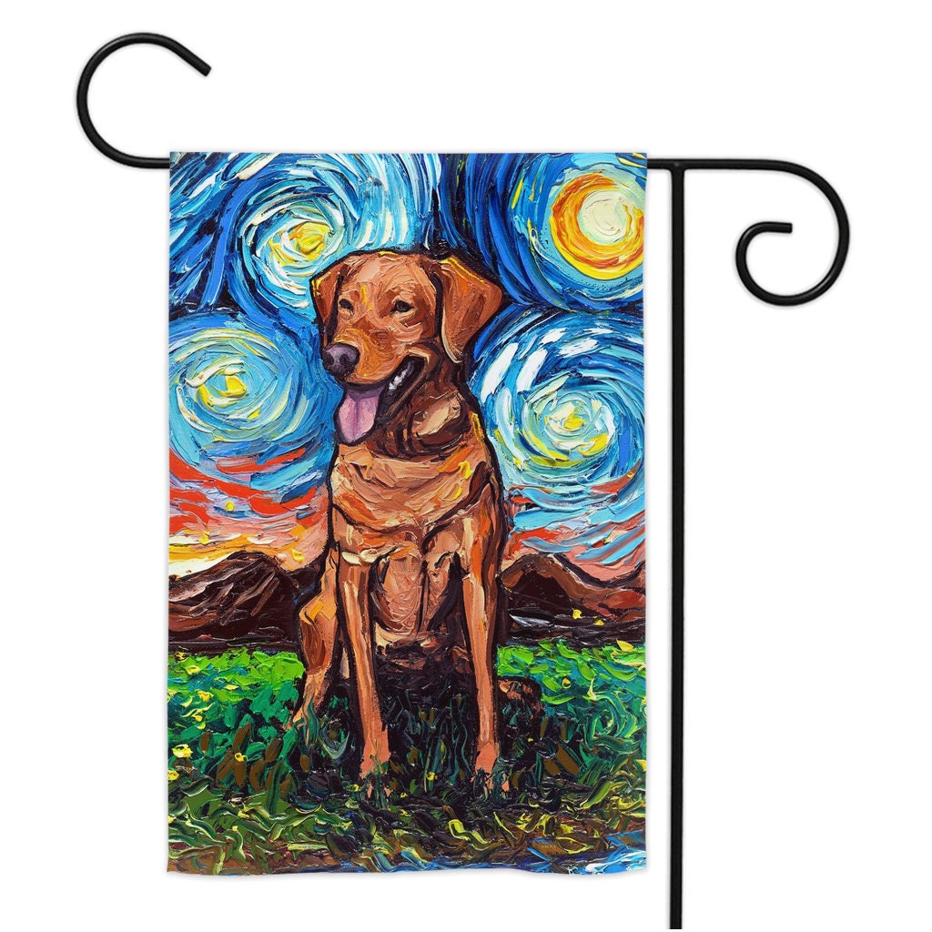 Fox Red Labrador Starry Night Yard and House Flags