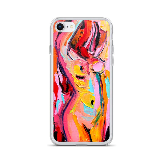 Abstract Nude iPhone Case Phone Protector Femme 179 colorful female nude art by Aja pink woman