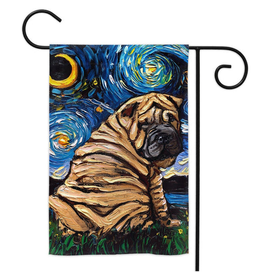 Shar Pei Starry Night Yard Flags