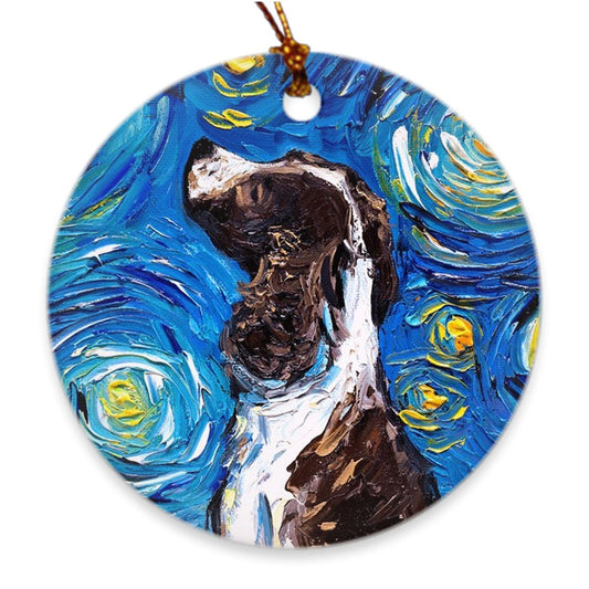 English Springer Spaniel Starry Night Porcelain Ornaments Printed On Both Sides Ceramic Heirloom Tree Decoration Dog Lover Gift