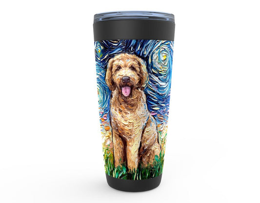 Goldendoodle Starry Night Dog Viking Tumbler Insulated Stainless Steel Drinkware Art By Aja Travel Mug