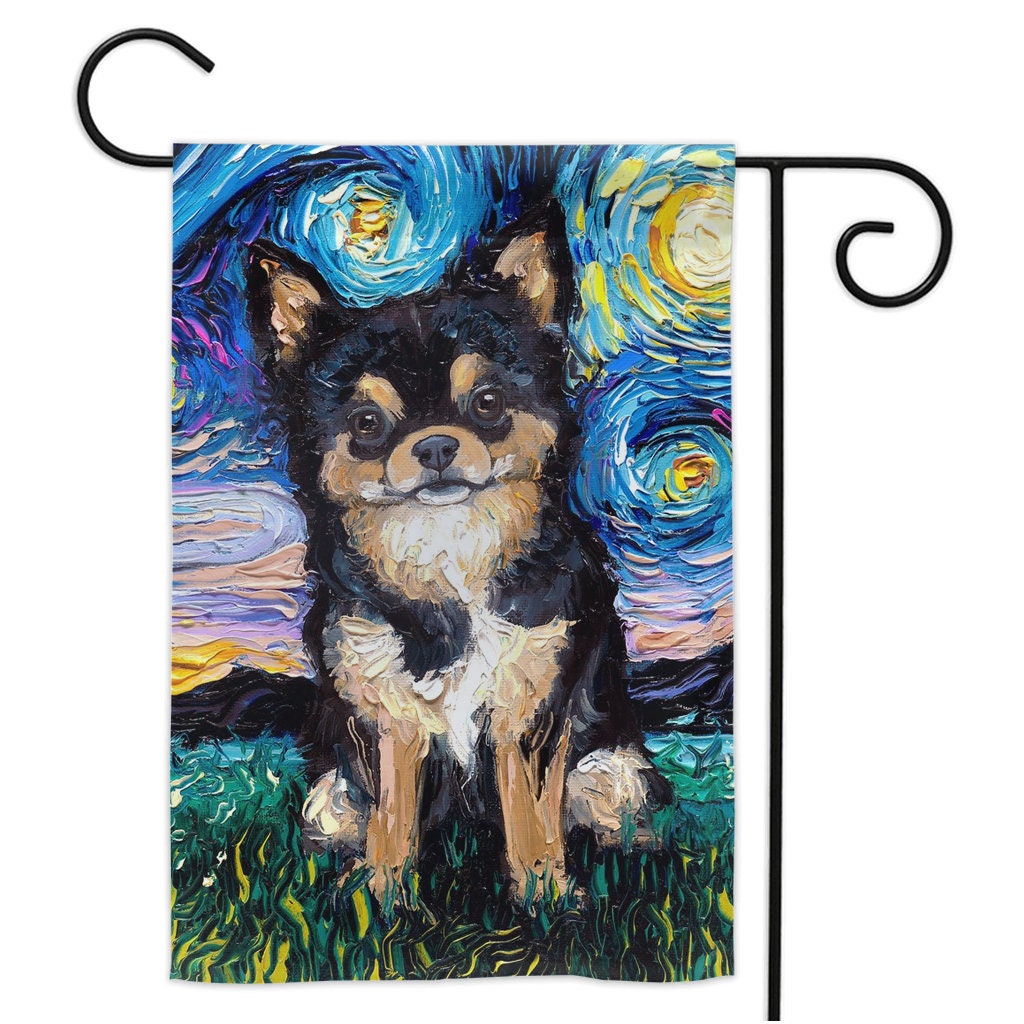 Black And Tan Chihuahua Puppy Dog Starry Night Yard Flags