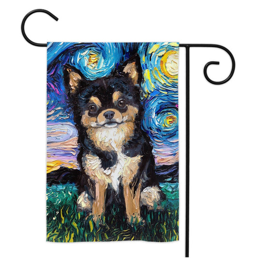 Black And Tan Chihuahua Puppy Dog Starry Night Yard Flags