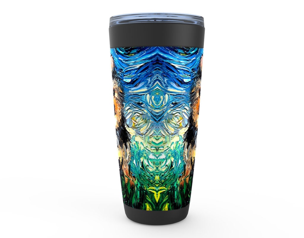 Yorkshire Terrier Yorkie Starry Night Dog Viking Tumbler Insulated Stainless Steel Drinkware Art By Aja Travel Mug