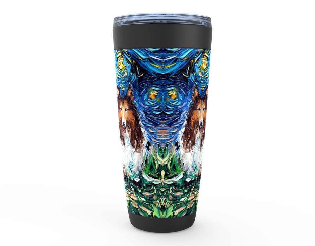 Collie Starry Night Dog Viking Tumbler Insulated Stainless Steel Drinkware Art By Aja Travel Mug