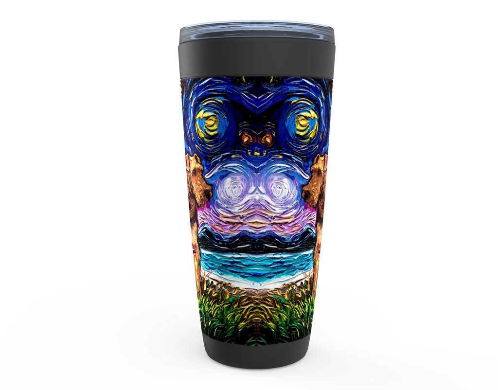 Airedale Terrier Starry Night Dog Viking Tumbler Insulated Stainless Steel Drinkware Art By Aja Travel Mug