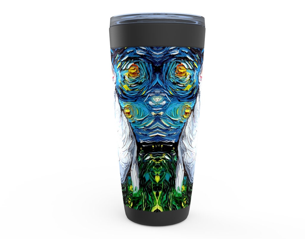 Bull Terrier Starry Night Dog Viking Tumbler Insulated Stainless Steel Drinkware Art By Aja Travel Mug