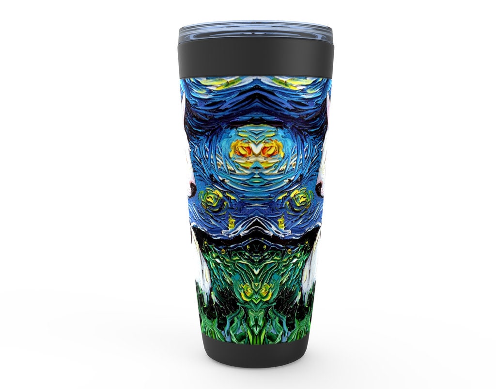 Bull Terrier Starry Night Dog Viking Tumbler Insulated Stainless Steel Drinkware Art By Aja Travel Mug
