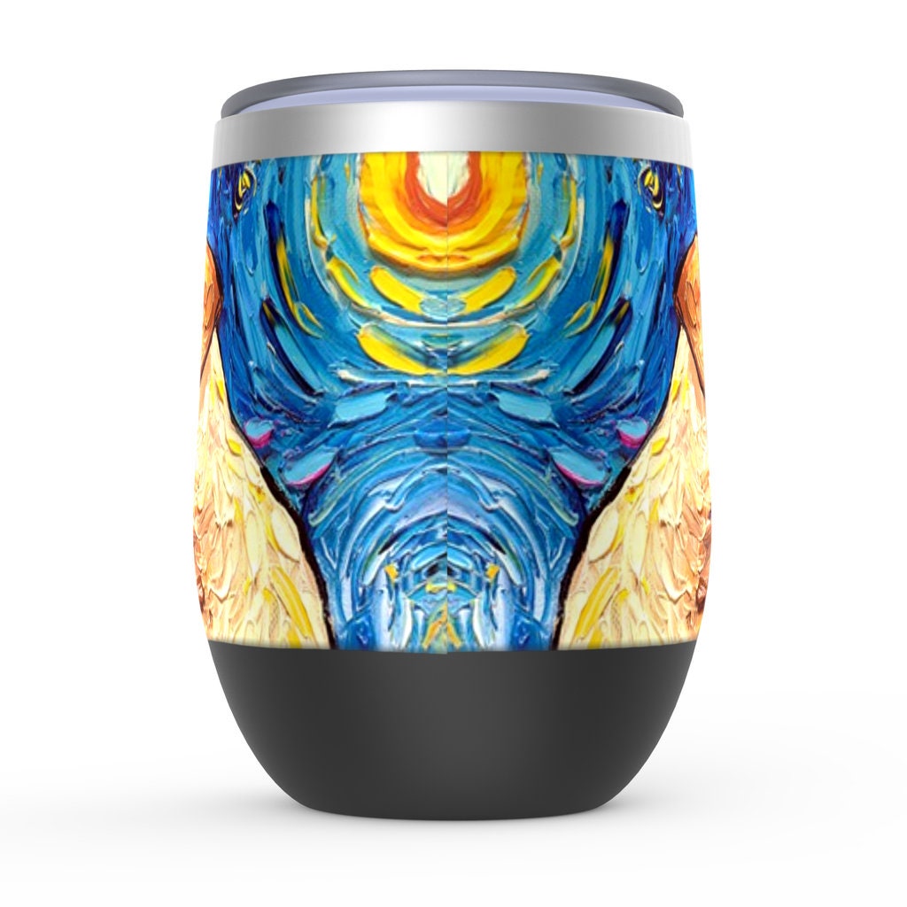 Yellow Labrador Starry Night Dog Stemless Wine Tumblers Cup With Lid Unique Gift Barware Wine Glass Home Goods Drinkware By Aja