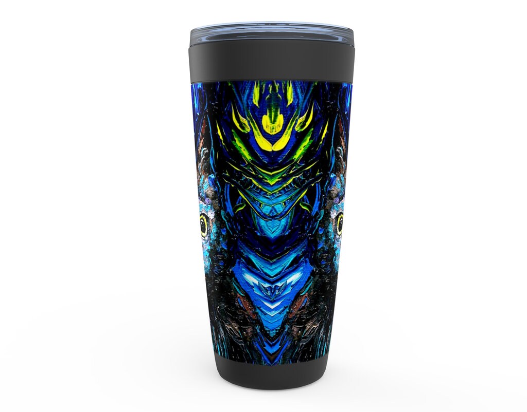 Black Cat Profile Starry Night Viking Tumbler Insulated Stainless Steel Drinkware Art By Aja