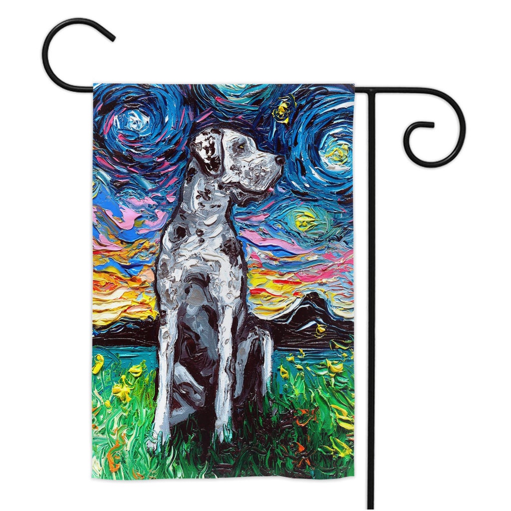 Merle Great Dane Starry Night Yard Flags