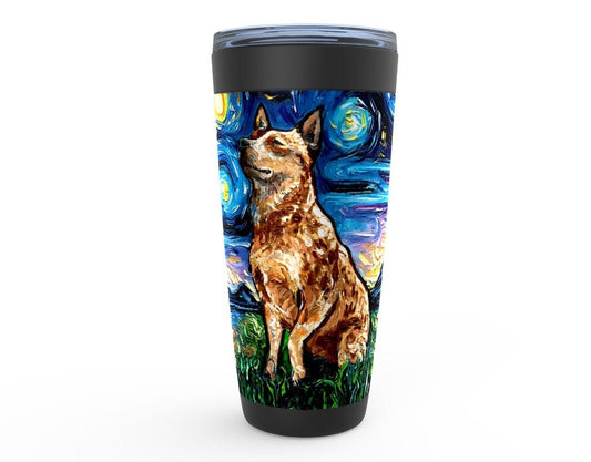 Red Heeler Starry Night Dog Viking Tumbler Insulated Stainless Steel Drinkware Art By Aja Travel Mug