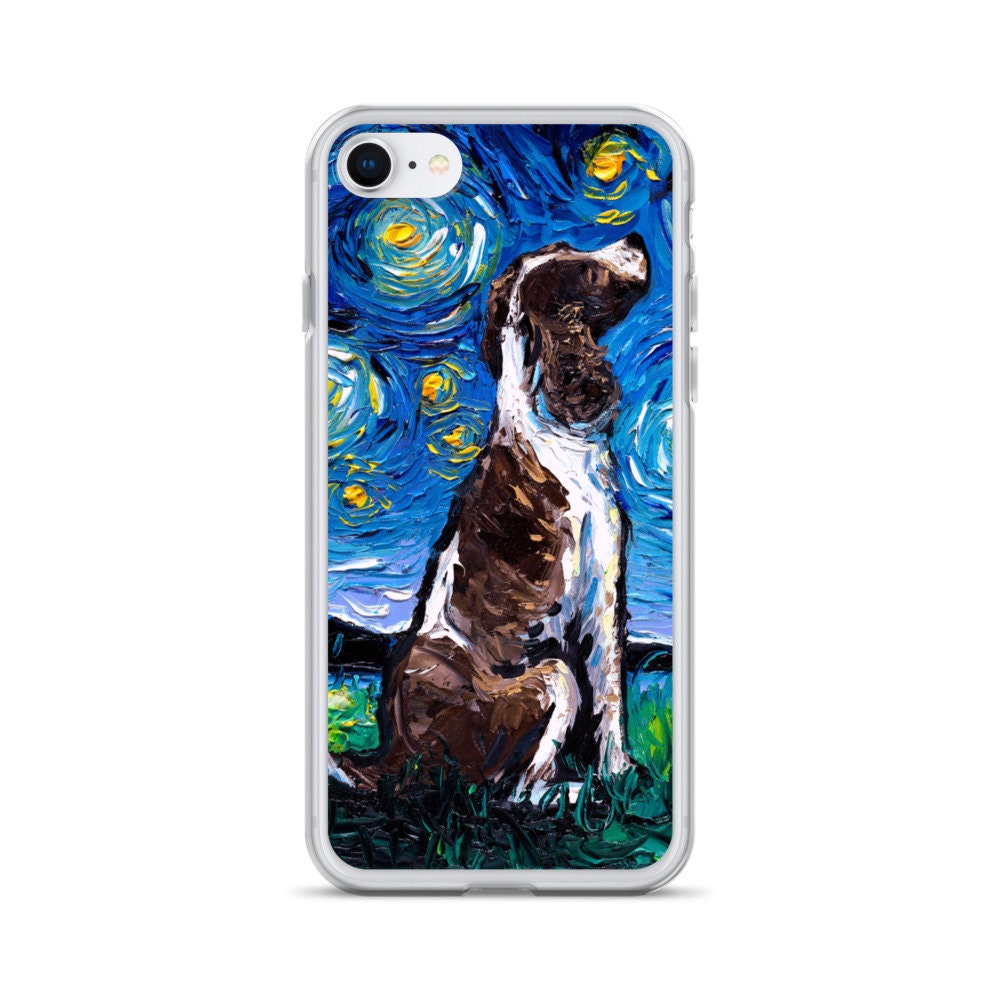English Springer Spaniel Night iPhone Case Dog lover cute pup Phone Protector art by Aja