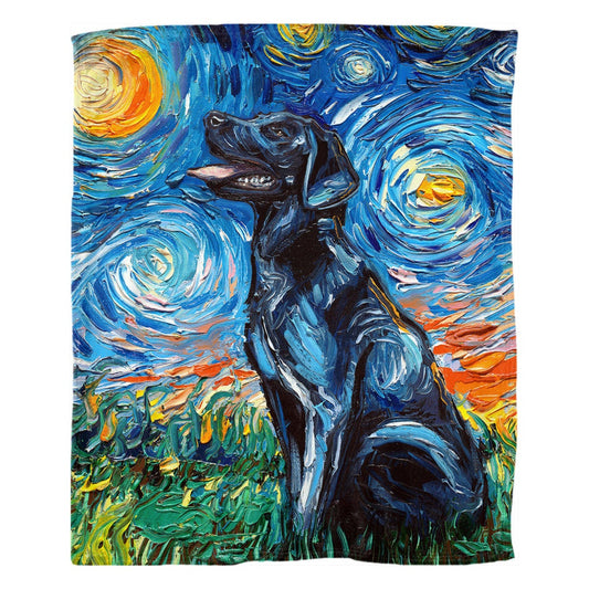 Black Labrador Starry Night Dog 60x50 Inch Fleece Throw Blanket