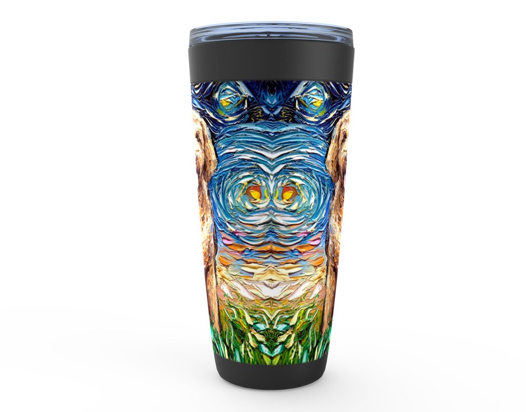 Goldendoodle Starry Night Dog Viking Tumbler Insulated Stainless Steel Drinkware Art By Aja Travel Mug