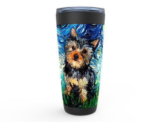 Yorkshire Terrier Yorkie Starry Night Dog Viking Tumbler Insulated Stainless Steel Drinkware Art By Aja Travel Mug