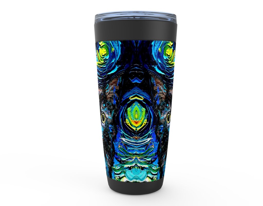 Black Cat Profile Starry Night Viking Tumbler Insulated Stainless Steel Drinkware Art By Aja
