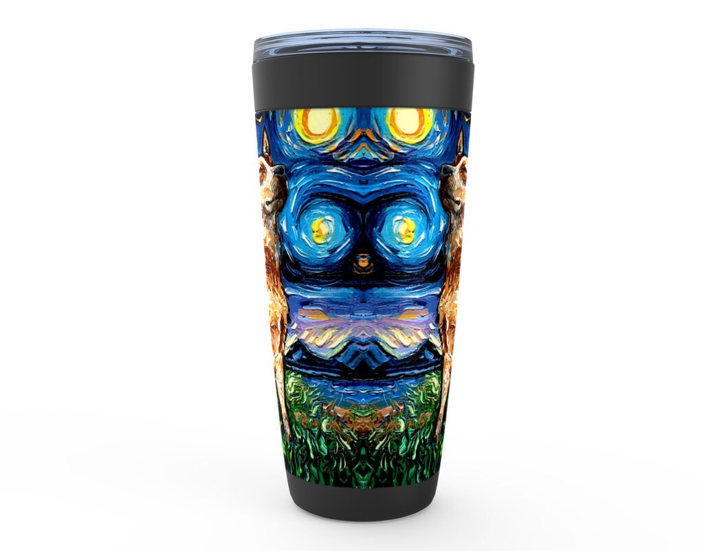 Red Heeler Starry Night Dog Viking Tumbler Insulated Stainless Steel Drinkware Art By Aja Travel Mug