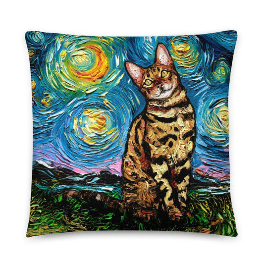 Bengal Cat Starry Night Accent Throw Pillow Art by Aja home decor cat lover gift animal comes with insert 16x16 or 20x20 inches stuffed