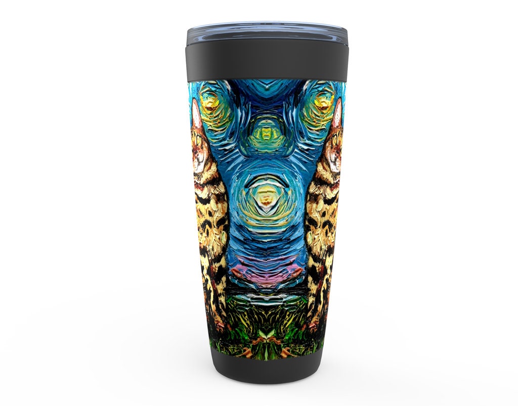 Bengal Cat Starry Night Viking Tumbler Insulated Stainless Steel Drinkware Art By Aja colorful animal travel mug