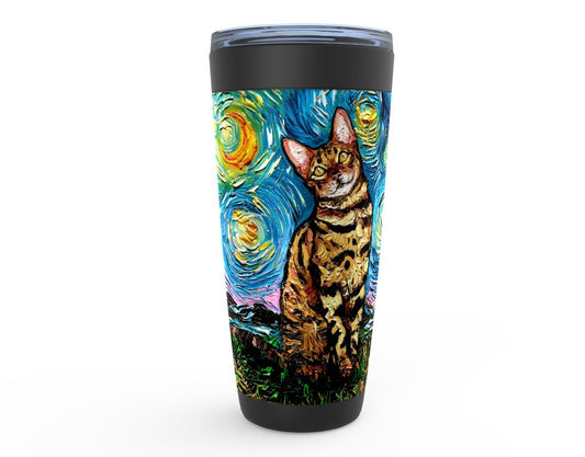 Bengal Cat Starry Night Viking Tumbler Insulated Stainless Steel Drinkware Art By Aja colorful animal travel mug