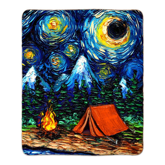 Sherpa Blanket Premium Fleece Camping Starry Night Throw 60x50 Inches