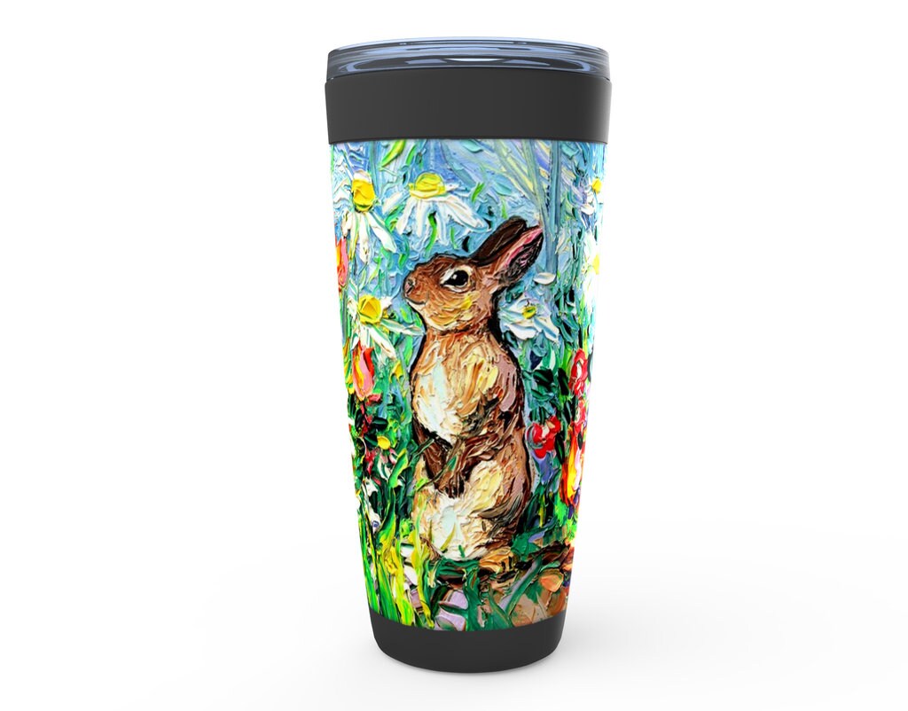 Cottontail Cute Easter Bunny Rabbit And Spring Flowers Viking Tumbler Insulated Stainless Steel Drinkware Art By Aja Travel Mug