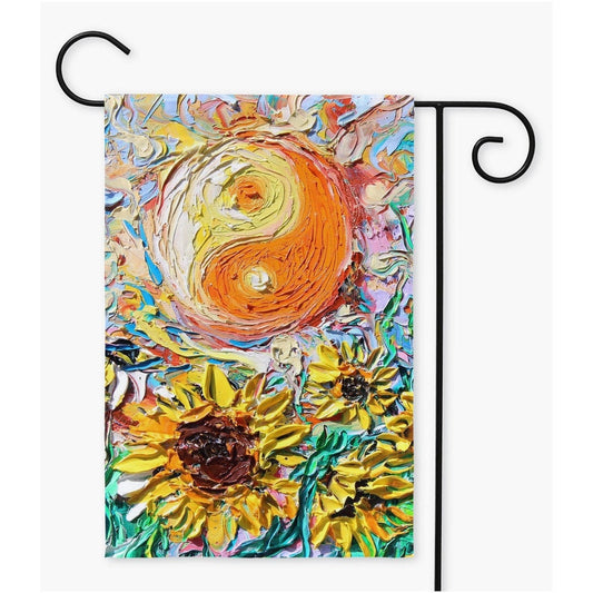 Yin Yang Psychedelic Sunflowers Bohemian Yard Flags