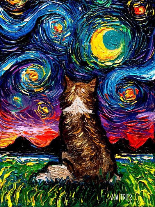 Sheltie Art CANVAS print Starry Night Dog Ready to Hang wall decor artwork display by Aja animal Shetland Sheepdog Home Decor