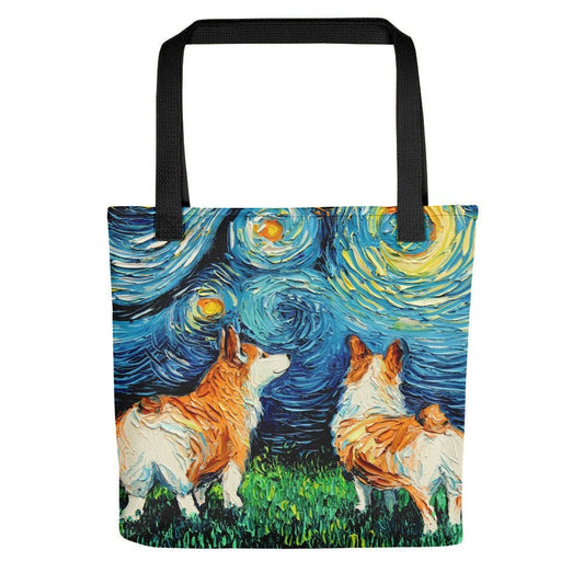Corgi Dog Starry Night Tote bag handbag artwork by Aja