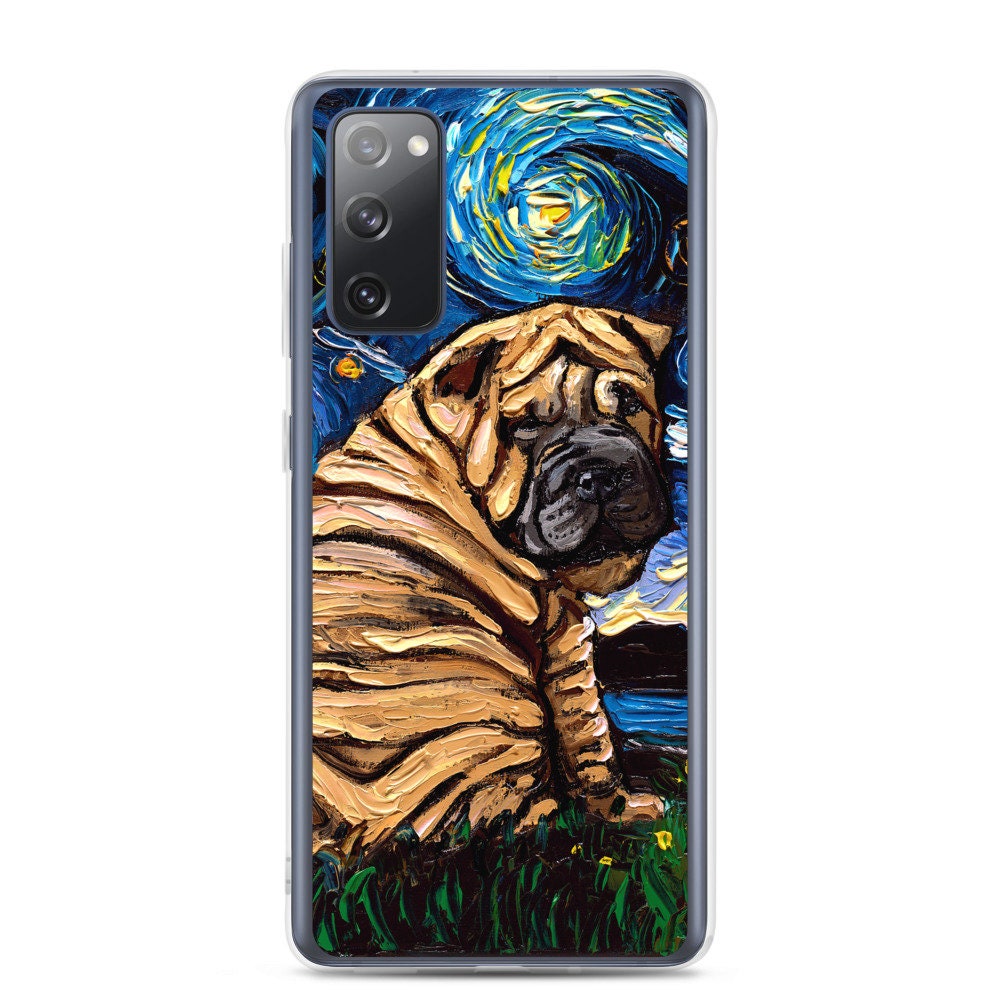 Shar Pei Night Samsung Case Dog Lover Android Phone Protector Starry Night Art by Aja S10 S10+ S10e S20 S20FE S20+ S20U S21 S21+ S21U