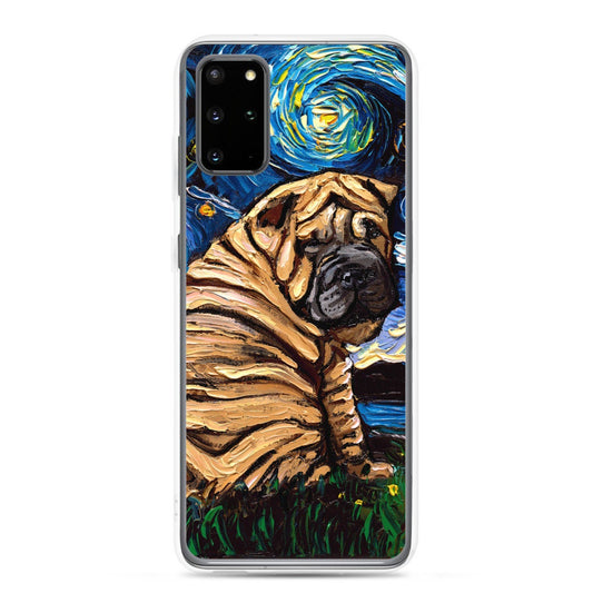 Shar Pei Night Samsung Case Dog Lover Android Phone Protector Starry Night Art by Aja S10 S10+ S10e S20 S20FE S20+ S20U S21 S21+ S21U