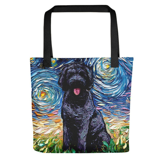 Black Goldendoodle Dog Starry Night Tote bag handbag artwork by Aja doodle dog lover gift Labradoodle purse