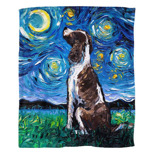 Fleece Throw Blanket English Springer Spaniel Starry Night Dog 60x50 Inches