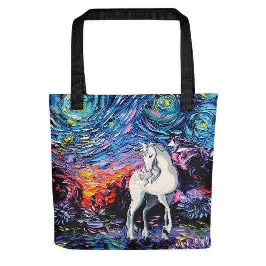 Tote Bag  Starry Night Unicorn handbag Regret artwork by Aja fantasy artwork handbag purse overnight shopping bag