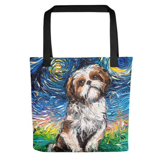 Shih Tzu Dog Starry Night Tote bag handbag artwork by Aja hound dog lover gift