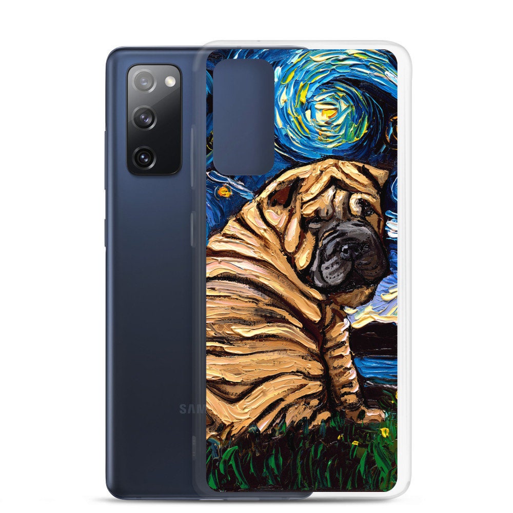 Shar Pei Night Samsung Case Dog Lover Android Phone Protector Starry Night Art by Aja S10 S10+ S10e S20 S20FE S20+ S20U S21 S21+ S21U