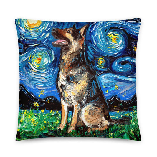 Basic Throw Pillow German Shepherd K9 Starry Night Dog Art by Aja 16x16 or 20x20 inches stuffed Accent pillow Decor