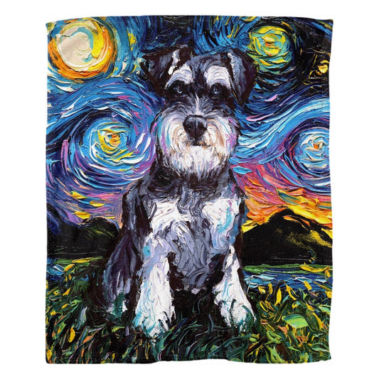 Schnauzer Starry Night Dog 60x50 Inch Fleece Throw Blanket Art