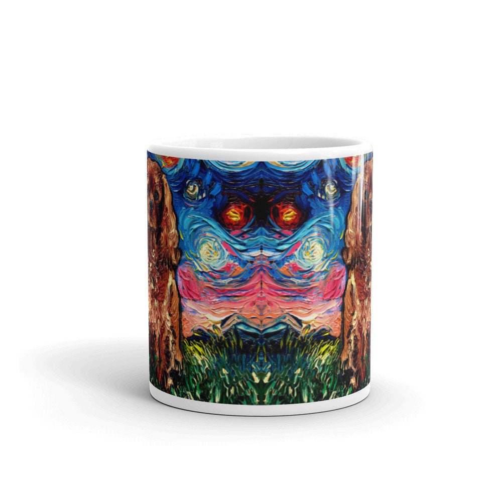 Ruby Cavalier King Charles Spaniel Starry Night Coffee Mug Dog Lover Art by Aja ceramic cup Cute pup gift drink ware