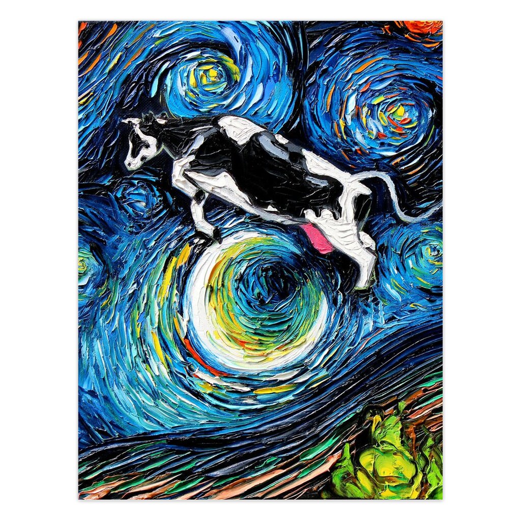 Folded Blank Greeting Cards  The Cow Jumped Over The Moon Starry Night 4.25x5.5 Inches With Envelopes Stationary Packs Of 1510 Or 25