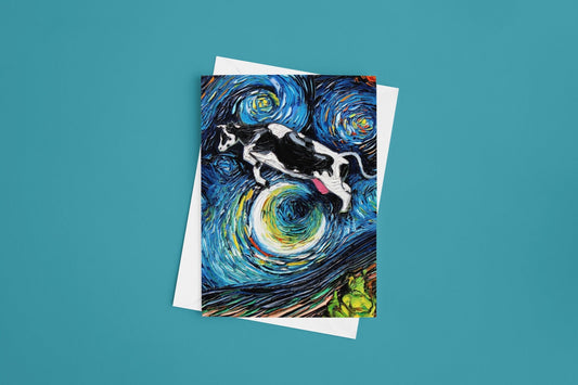 Folded Blank Greeting Cards  The Cow Jumped Over The Moon Starry Night 4.25x5.5 Inches With Envelopes Stationary Packs Of 1510 Or 25