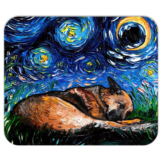 Mousepad  Sleeping German Shepherd Starry Night Dog Computer Desk Accessories Home Office Decor Mouse Pad 7.75x9.25 Inches