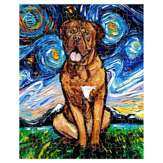Premium Boxed Puzzles  Dogue De Bordeaux Mastiff Starry Night Dog Art By Aja Choose From Multiple Sizes Rainy Day Activity