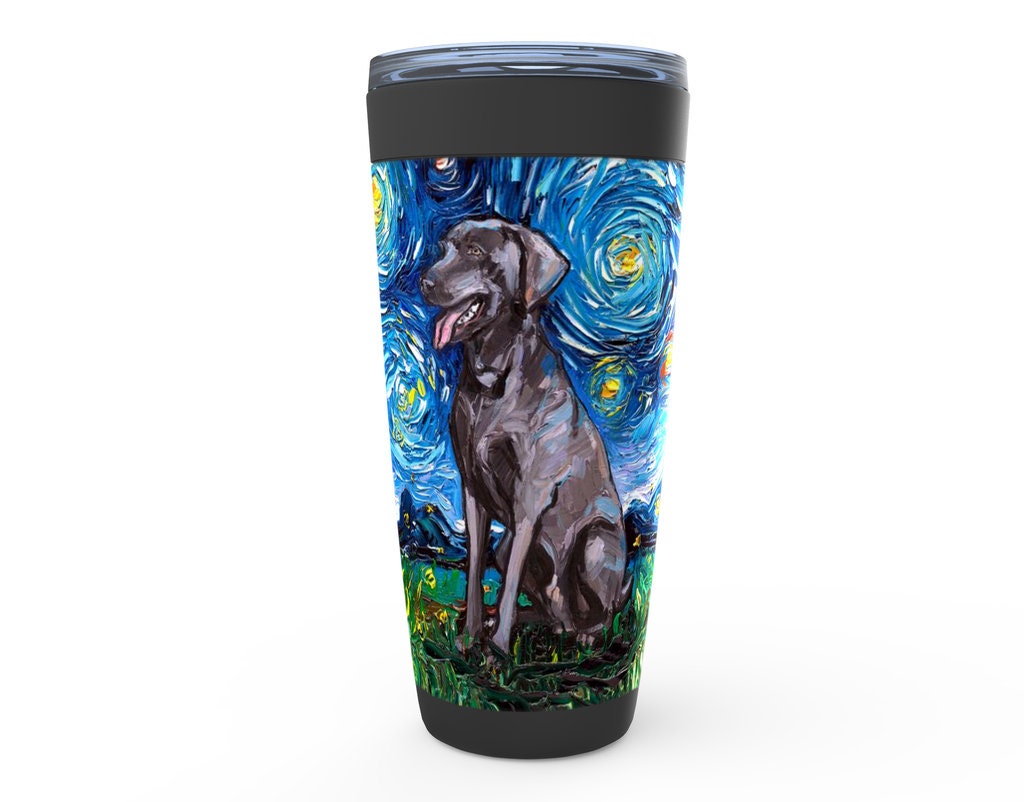 Viking Tumbler Travel Mug  Weimaraner Starry Night Insulated Stainless Steel Drinkware Art By Aja 20 Oz Coffee Mug