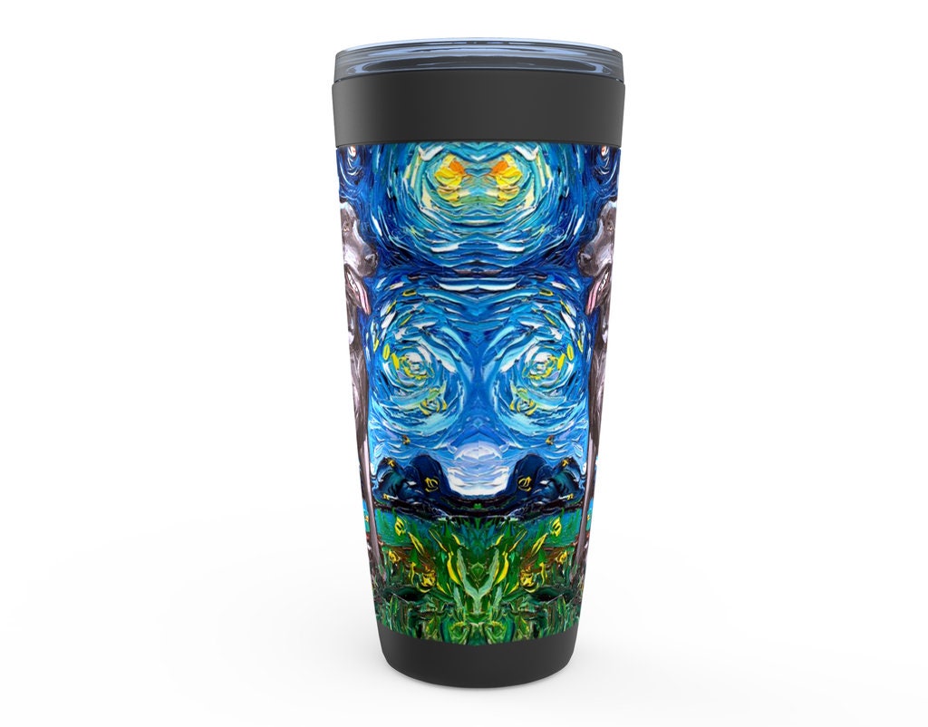 Viking Tumbler Travel Mug  Weimaraner Starry Night Insulated Stainless Steel Drinkware Art By Aja 20 Oz Coffee Mug