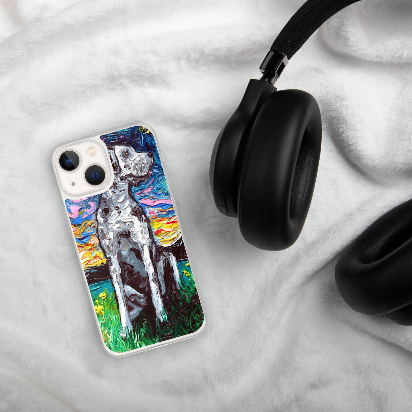 Merle Great Dane Night iPhone Case Dog lover phone case protector art by Aja