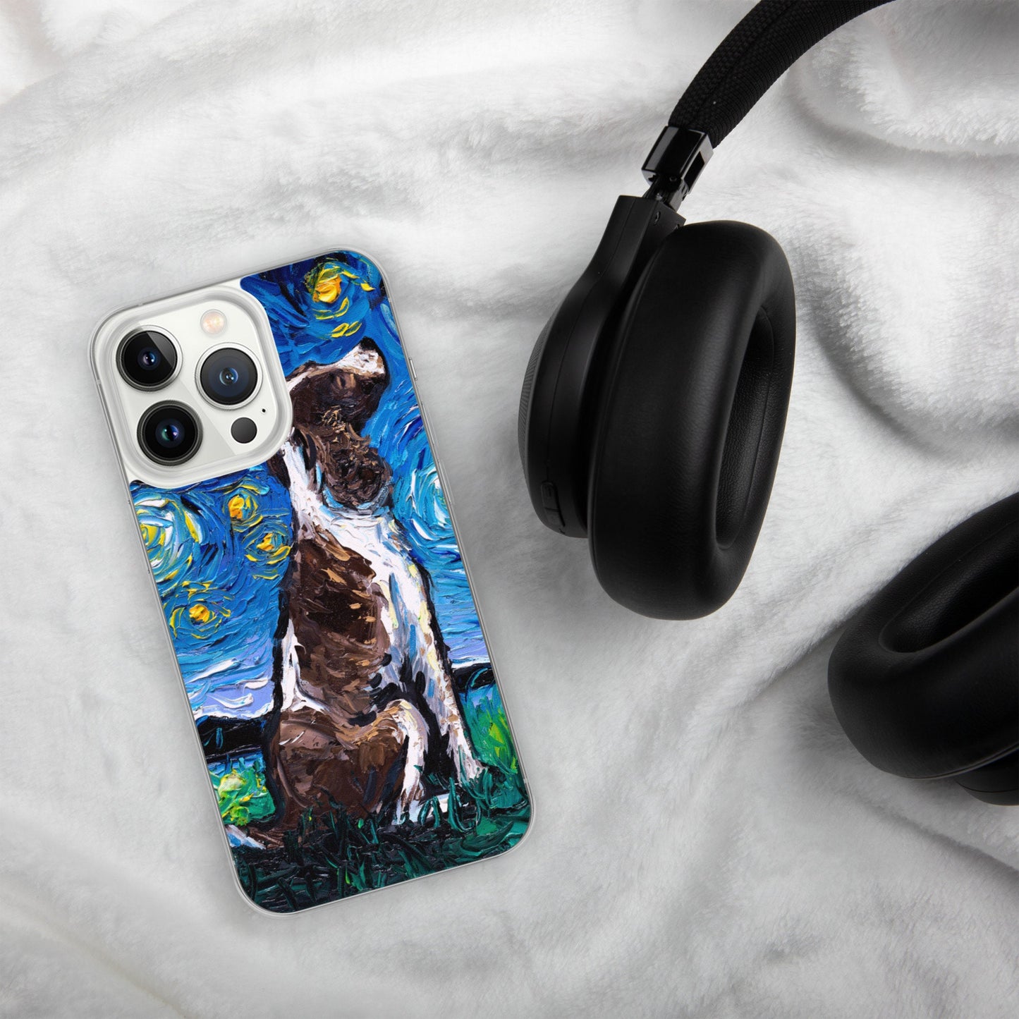 English Springer Spaniel Night iPhone Case Dog lover cute pup Phone Protector art by Aja