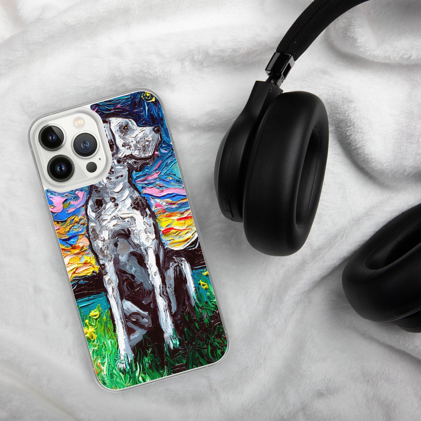 Merle Great Dane Night iPhone Case Dog lover phone case protector art by Aja